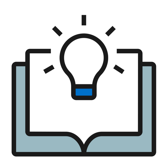 aufgeklapptes Buch mit Glühbirne